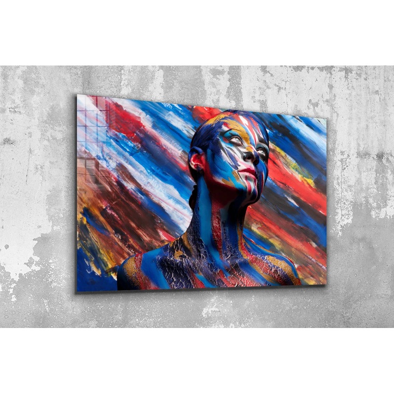 Abstract Painted Woman Print Tempered Glass Wall Art 100% Made in Australia Ready to Hang