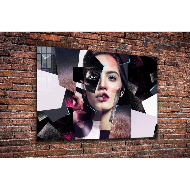 Abstract Woman Collage Print Tempered Glass Wall Art 100% Made in Australia Ready to Hang