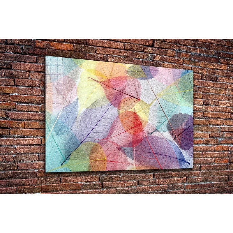 Abstract X-Ray Leaves Print Tempered Glass Wall Art 100% Made in Australia Ready to Hang