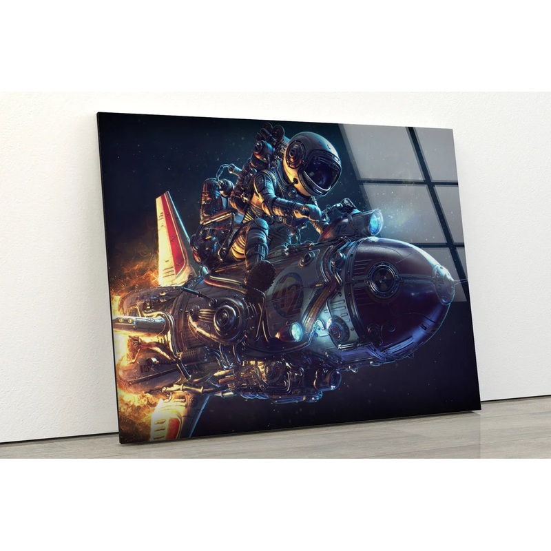 Astronaut with Rocket 3D Design Acrylic Glass Print Tempered Glass Wall Art 100% Made in Australia Ready to Hang
