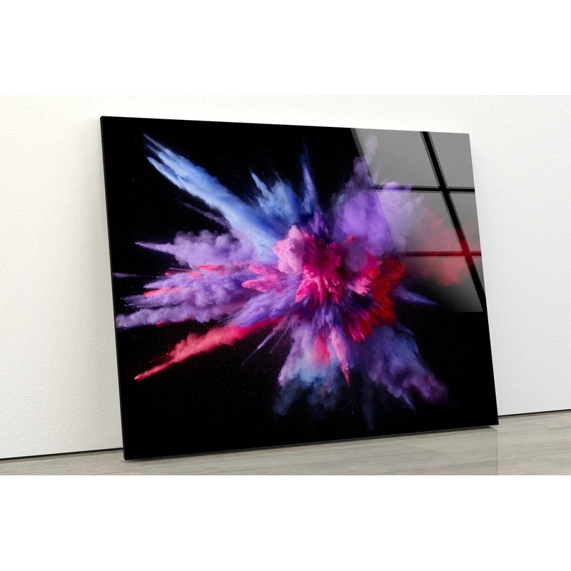 Blue Purple & Pink Abstract Smoke Design Acrylic Glass Print Tempered Glass Wall Art 100% Made in Australia Ready to Hang
