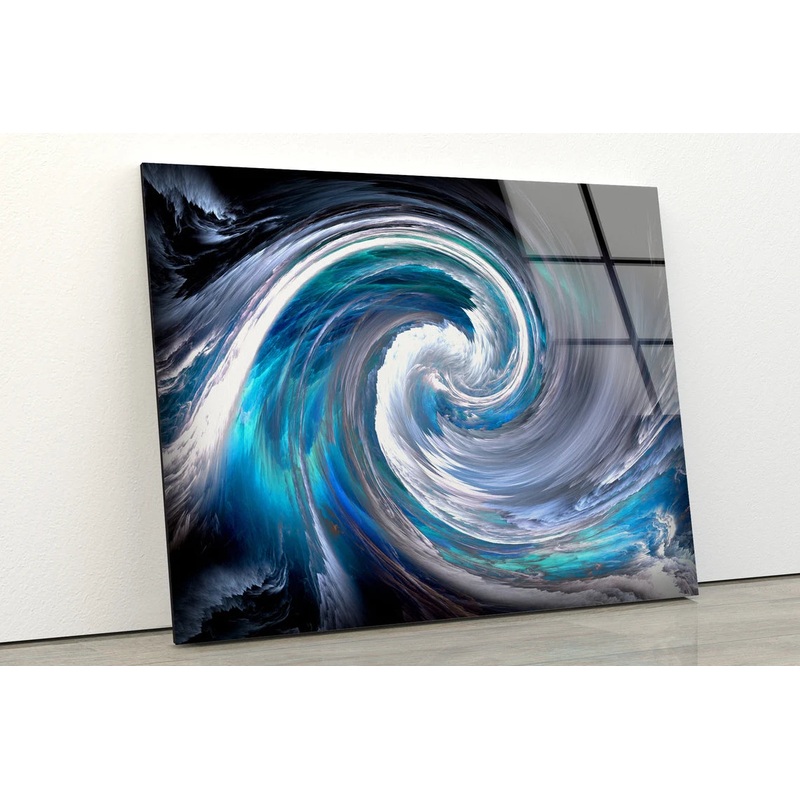 Blue White & Black Abstract Spiral Design Acrylic Glass Print Tempered Glass Wall Art 100% Made in Australia Ready to Hang