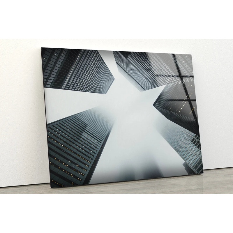 Buildings Misty Beneath View Photograph Acrylic Glass Print Tempered Glass Wall Art 100% Made in Australia Ready to Hang