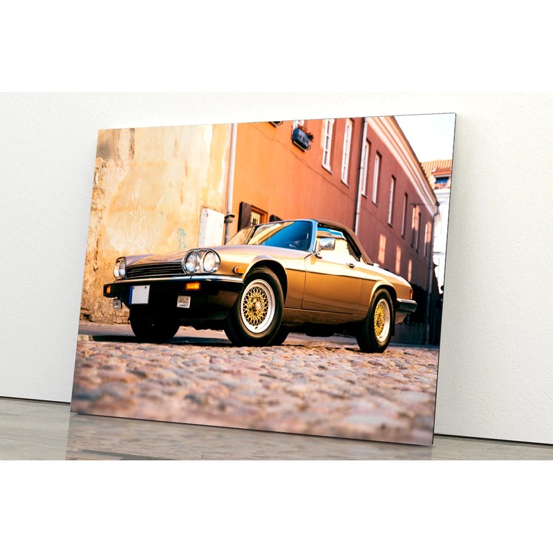 Car Parked on A Cobblestone Street Acrylic Glass Print Tempered Glass Wall Art 100% Made in Australia Ready to Hang