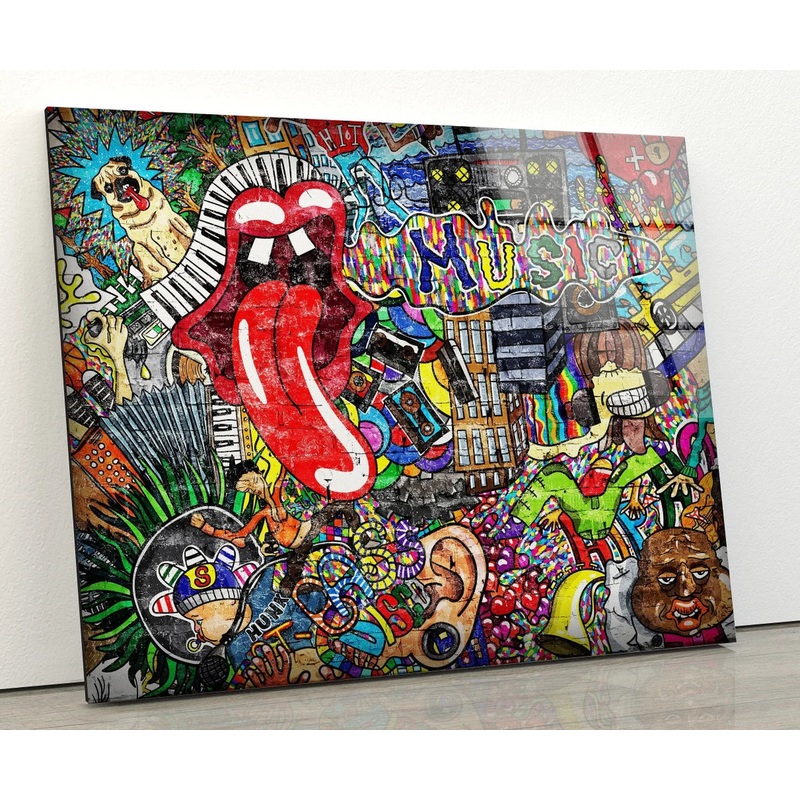 Colorful Abstract Graffiti Art Design Acrylic Glass Print Tempered Glass Wall Art 100% Made in Australia Ready to Hang