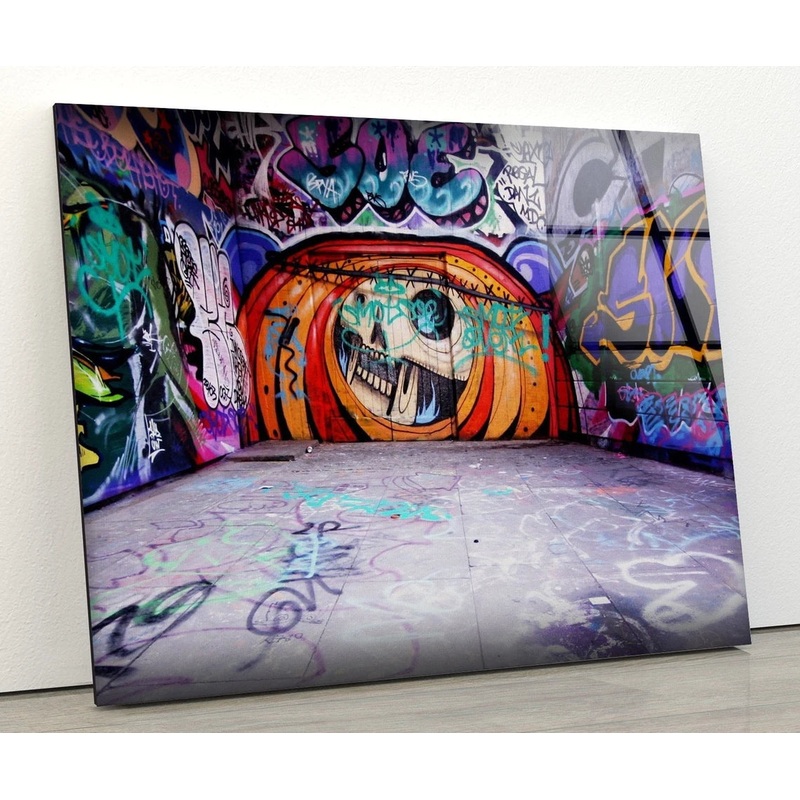 Colorful Abstract Wall Graffiti Art Acrylic Glass Print Tempered Glass Wall Art 100% Made in Australia Ready to Hang