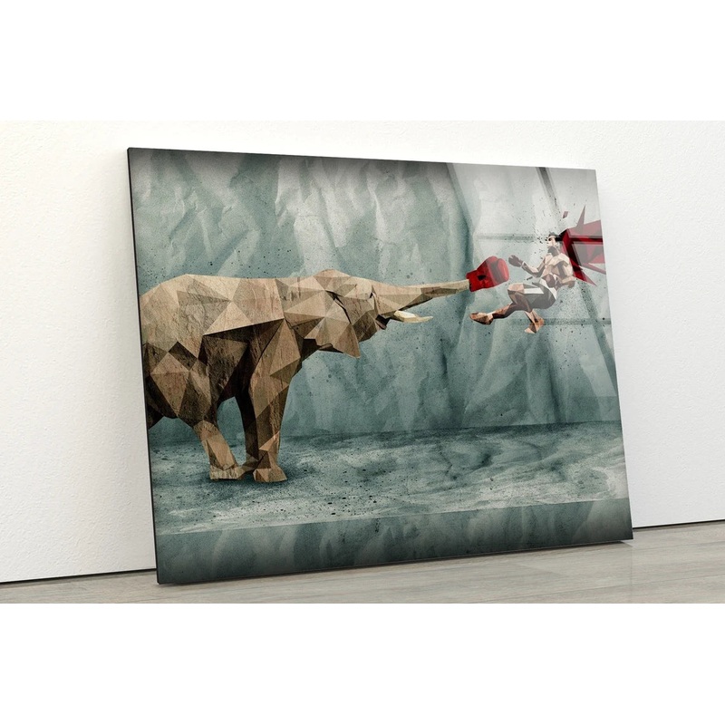 Elephant & Boxer Abstract Design Acrylic Glass Print Tempered Glass Wall Art 100% Made in Australia Ready to Hang