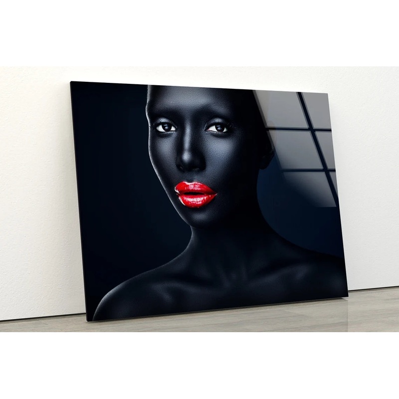 Girl with Black Makeup & Red Lips Photograph Acrylic Glass Print Tempered Glass Wall Art 100% Made in Australia Ready to Hang