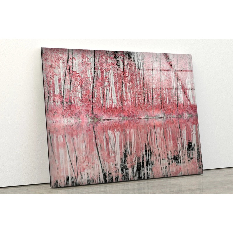 Pink Tree Forest Photograph Acrylic Glass Print Tempered Glass Wall Art 100% Made in Australia Ready to Hang