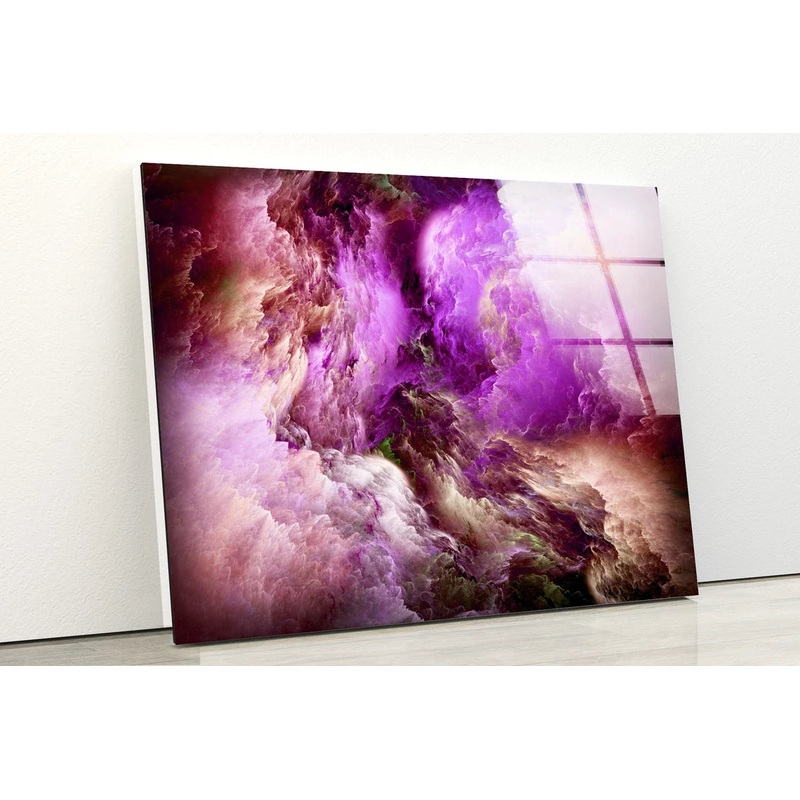 Purple Brown & Pink Abstract Cloud Design Acrylic Glass Print Tempered Glass Wall Art 100% Made in Australia Ready to Hang
