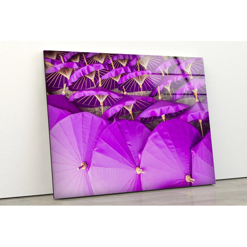 Purple Umbrellas Photograph Acrylic Glass Print Tempered Glass Wall Art 100% Made in Australia Ready to Hang