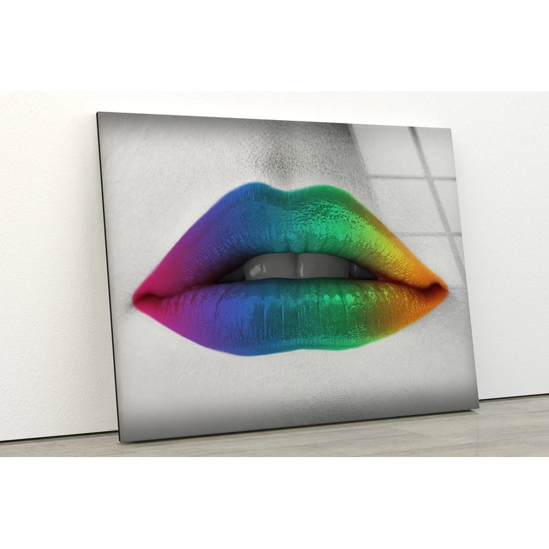 Rainbow Colored Lips Closeup Photograph Acrylic Glass Print Tempered Glass Wall Art 100% Made in Australia Ready to Hang