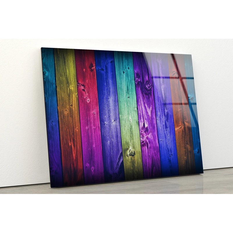 Rainbow Colored Wooden Stripes Photograph Acrylic Glass Print Tempered Glass Wall Art 100% Made in Australia Ready to Hang