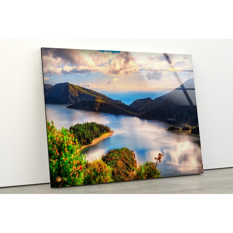 River & Mountain Sky View Photograph Acrylic Glass Print Tempered Glass Wall Art 100% Made in Australia Ready to Hang