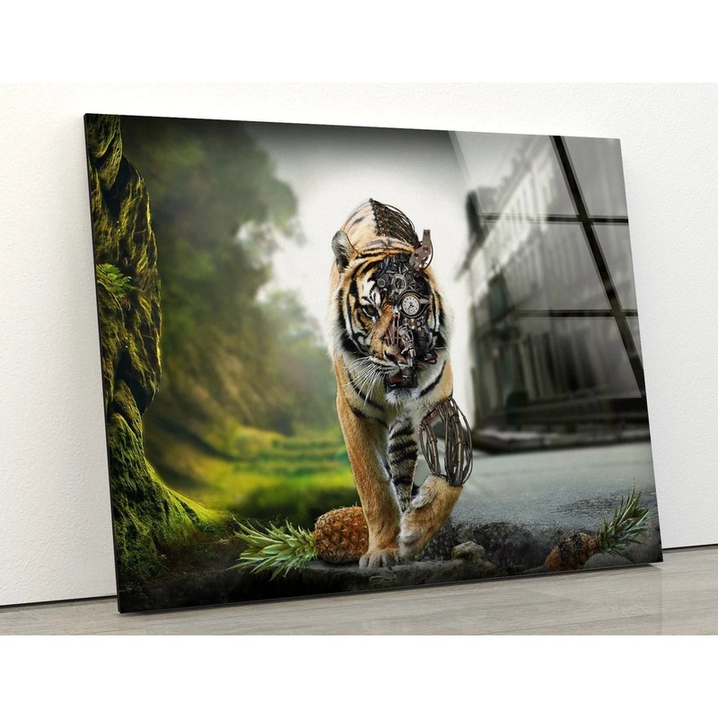 Robot Tiger Walking Photograph Acrylic Glass Print Tempered Glass Wall Art 100% Made in Australia Ready to Hang