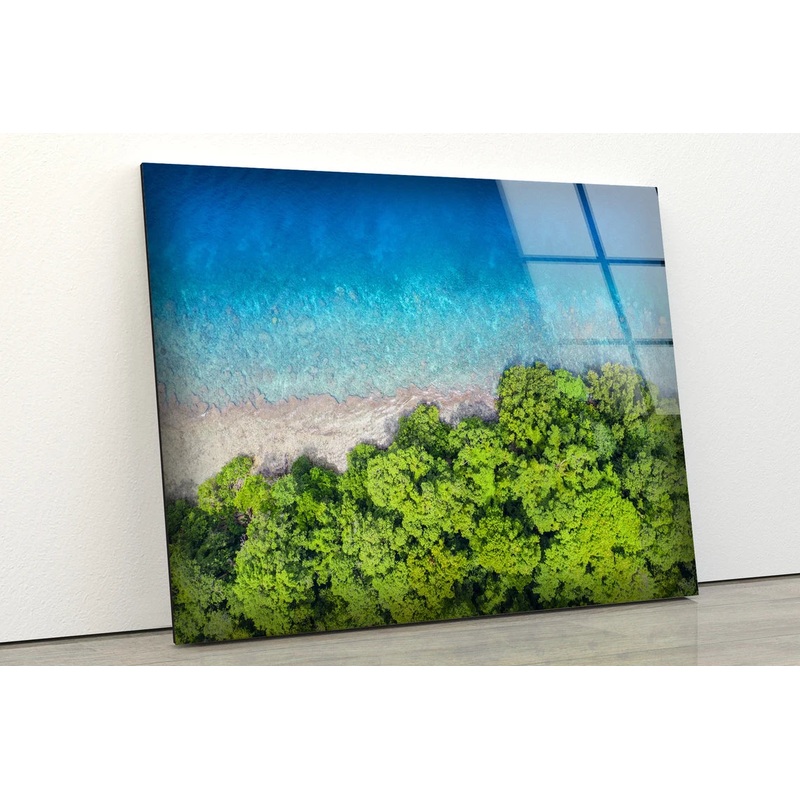Sea & Forest Aerial Photograph Acrylic Glass Print Tempered Glass Wall Art 100% Made in Australia Ready to Hang