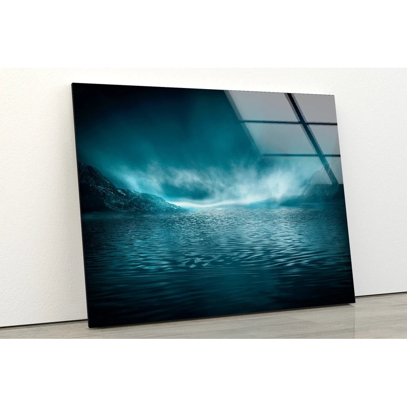 Sea Misty Mountain Scenery Photograph Acrylic Glass Print Tempered Glass Wall Art 100% Made in Australia Ready to Hang