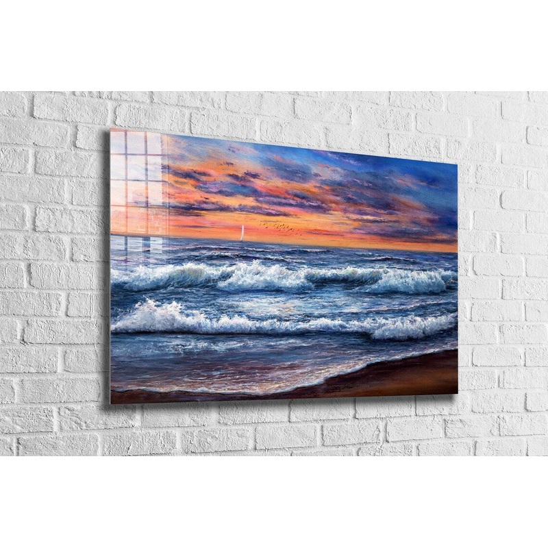 Seashore Painting Print Tempered Glass Wall Art 100% Made in Australia Ready to Hang