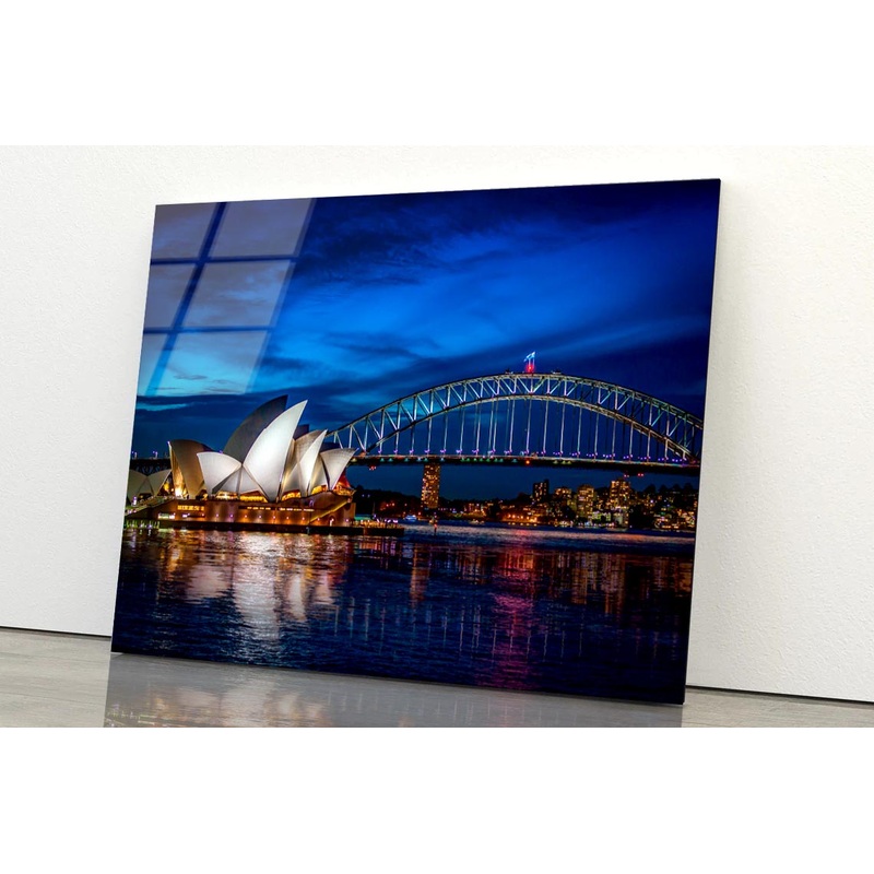Sydney Opera House at Night Acrylic Glass Print Tempered Glass Wall Art 100% Made in Australia Ready to Hang