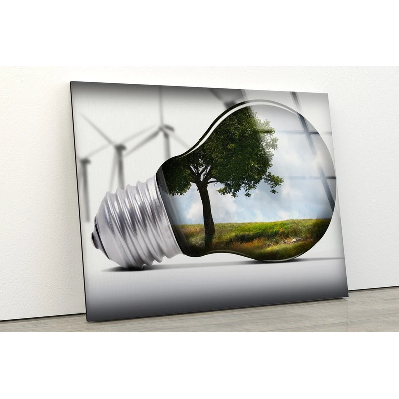 Tree in Light Bulb Photograph Acrylic Glass Print Tempered Glass Wall Art 100% Made in Australia Ready to Hang