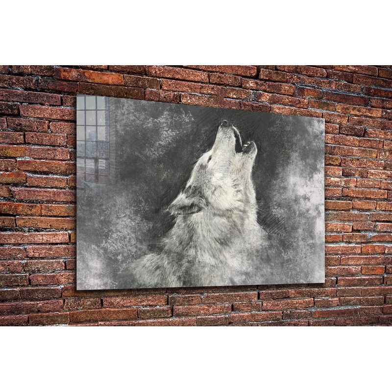 Wolf Howling Painting Print Tempered Glass Wall Art 100% Made in Australia Ready to Hang