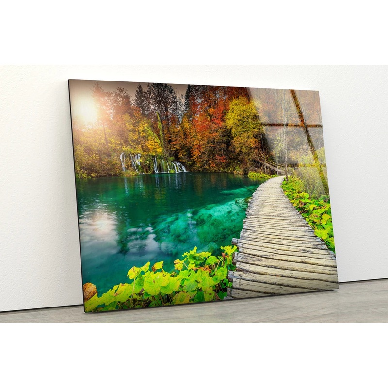 Wooden Pier Near River Photograph Acrylic Glass Print Tempered Glass Wall Art 100% Made in Australia Ready to Hang