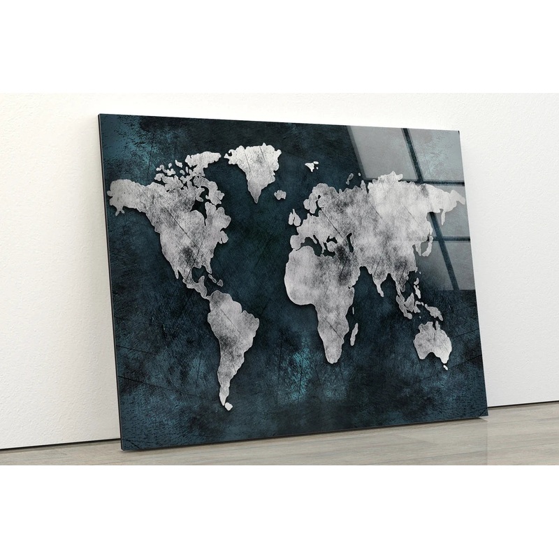World Map Design Acrylic Glass Print Tempered Glass Wall Art 100% Made in Australia Ready to Hang