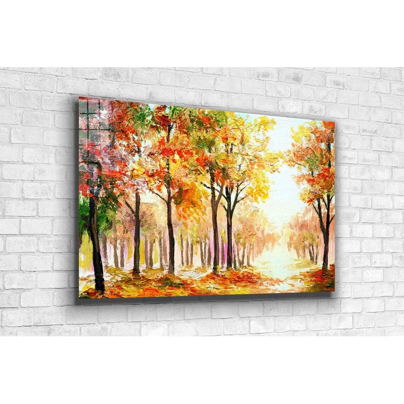 Autumn Trees Painting Print Tempered Glass Wall Art 100% Made in Australia Ready to Hang