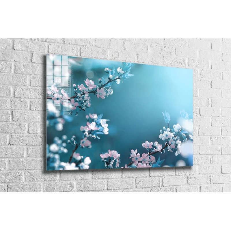 Blossom Flowers Branch Print Tempered Glass Wall Art 100% Made in Australia Ready to Hang