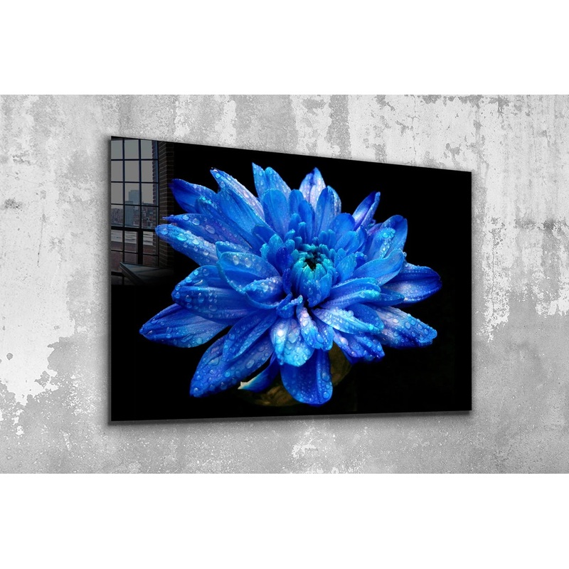 Blue Flower Bloom View Print Tempered Glass Wall Art 100% Made in Australia Ready to Hang