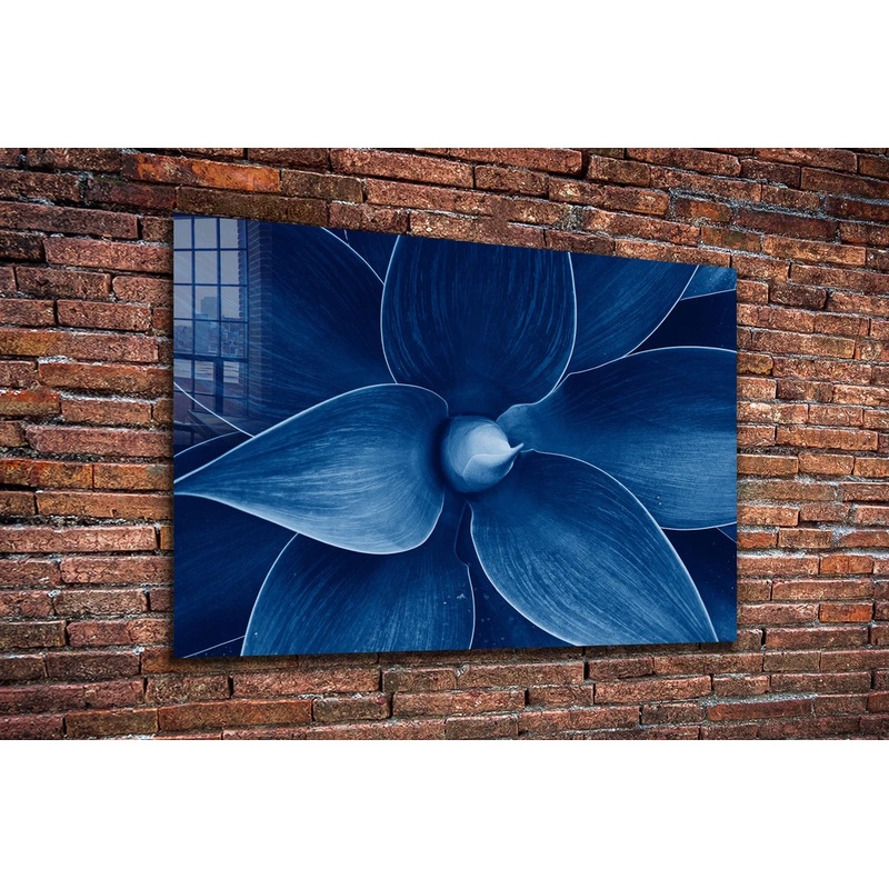 Blue Flower Closeup Print Tempered Glass Wall Art 100% Made in Australia Ready to Hang