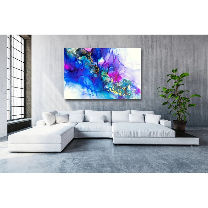 Blue Watercolor Abstract Art Acrylic Glass Print Tempered Glass Wall Art 100% Made in Australia Ready to Hang