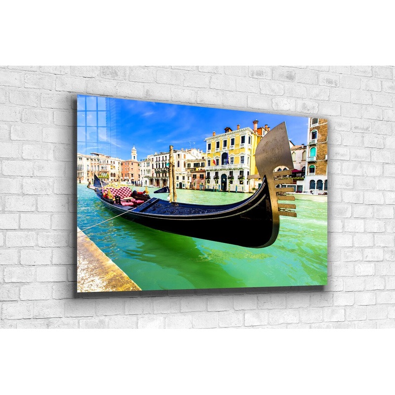 Boat on Canal Italy Print Tempered Glass Wall Art 100% Made in Australia Ready to Hang