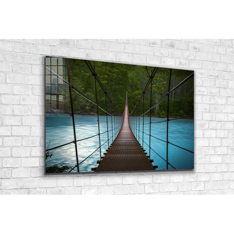 Bridge & Lake Forest 3D Print Tempered Glass Wall Art 100% Made in Australia Ready to Hang