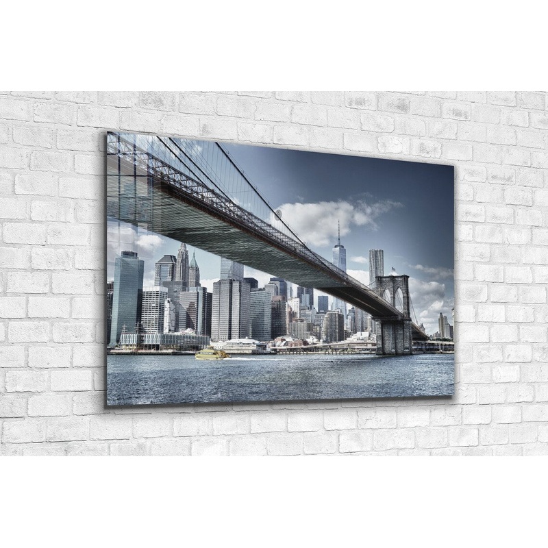 Brooklyn Bridge & City Print Tempered Glass Wall Art 100% Made in Australia Ready to Hang