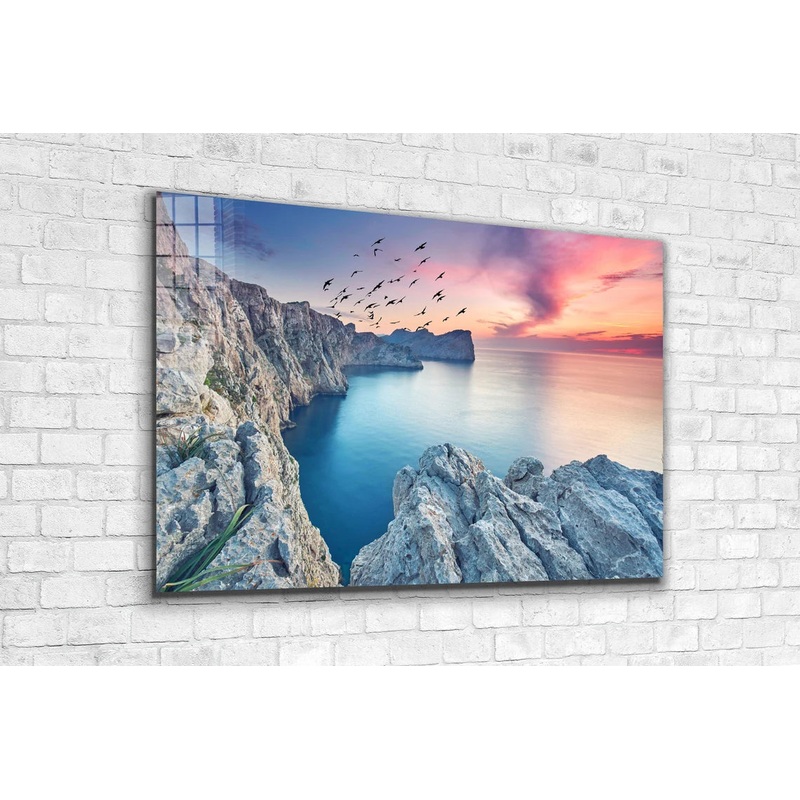 Cape Formentor Sunset Print Tempered Glass Wall Art 100% Made in Australia Ready to Hang