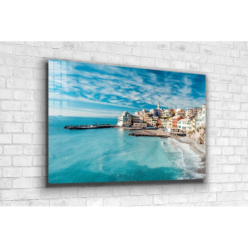 City Seascape Aerial Print Tempered Glass Wall Art 100% Made in Australia Ready to Hang