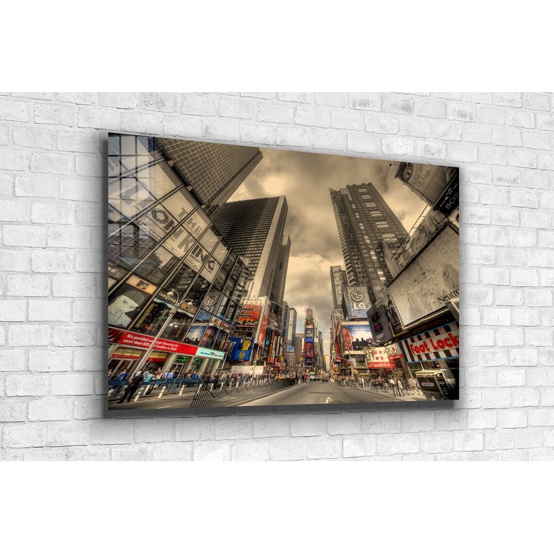 City Street Cloudy Sky Print Tempered Glass Wall Art 100% Made in Australia Ready to Hang