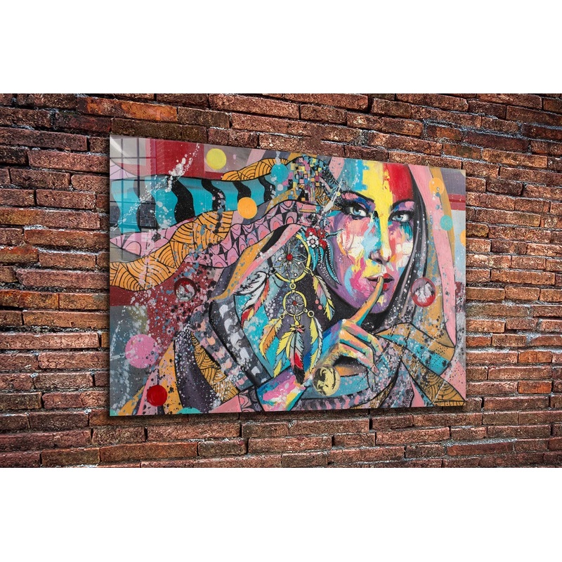Colorful Abstract Woman Print Tempered Glass Wall Art 100% Made in Australia Ready to Hang