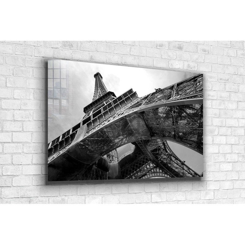 Eiffel Tower B&W View Print Tempered Glass Wall Art 100% Made in Australia Ready to Hang