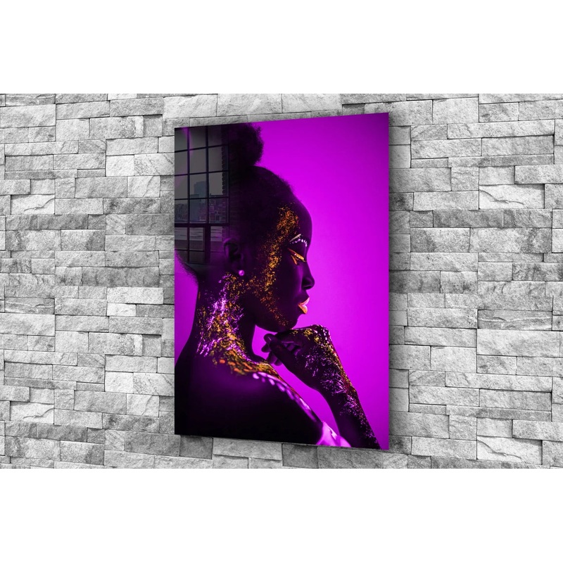 Elegant Neon Woman Print Tempered Glass Wall Art 100% Made in Australia Ready to Hang