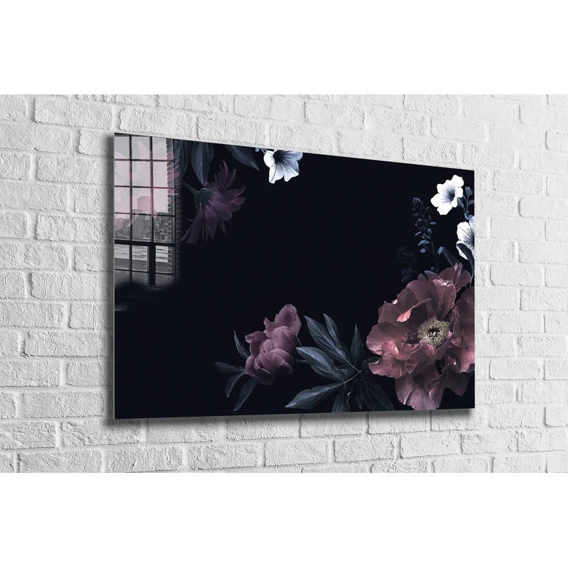 Flowers Leaves Painting Print Tempered Glass Wall Art 100% Made in Australia Ready to Hang