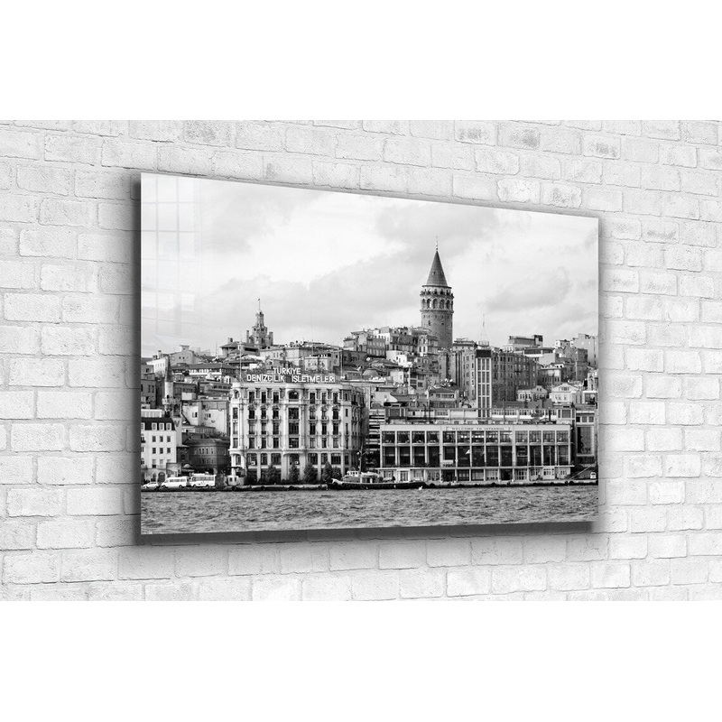 Galata Bridge B&W View Print Tempered Glass Wall Art 100% Made in Australia Ready to Hang
