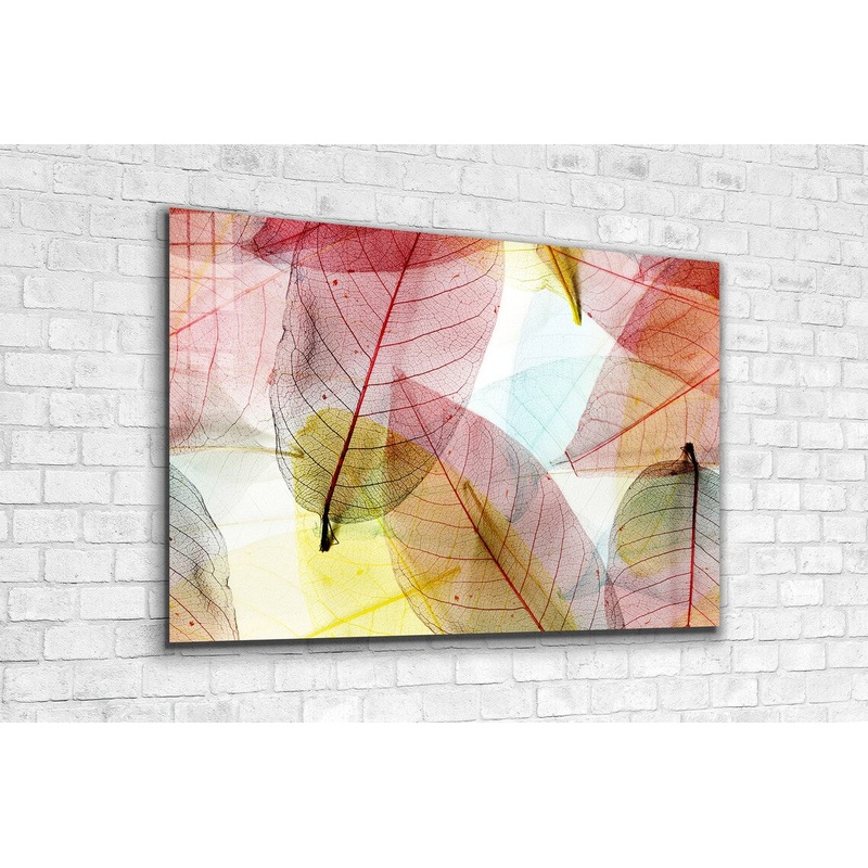 Pink Yellow Leaves View Print Tempered Glass Wall Art 100% Made in Australia Ready to Hang