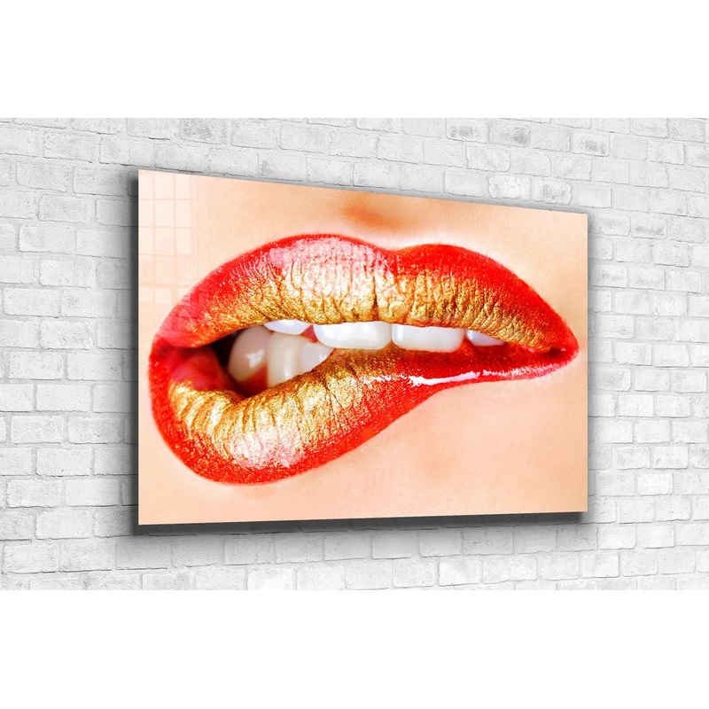 Provocative Red Lips Print Tempered Glass Wall Art 100% Made in Australia Ready to Hang
