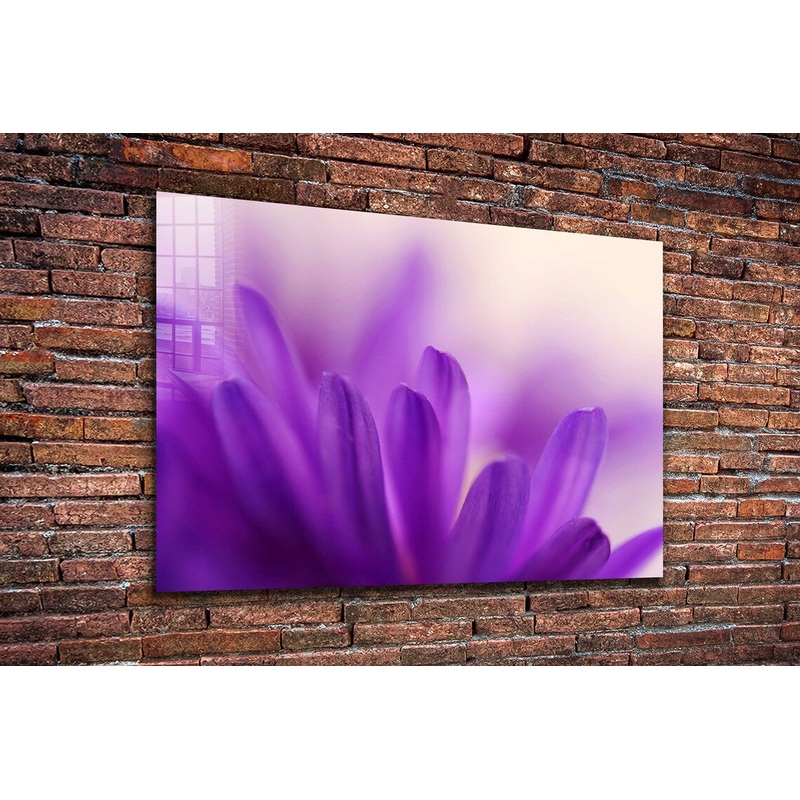 Purple Flower Petals Print Tempered Glass Wall Art 100% Made in Australia Ready to Hang