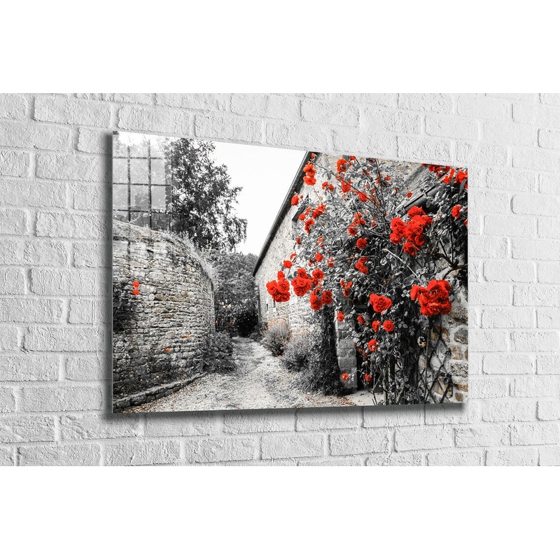 Roses Vintage Street Print Tempered Glass Wall Art 100% Made in Australia Ready to Hang