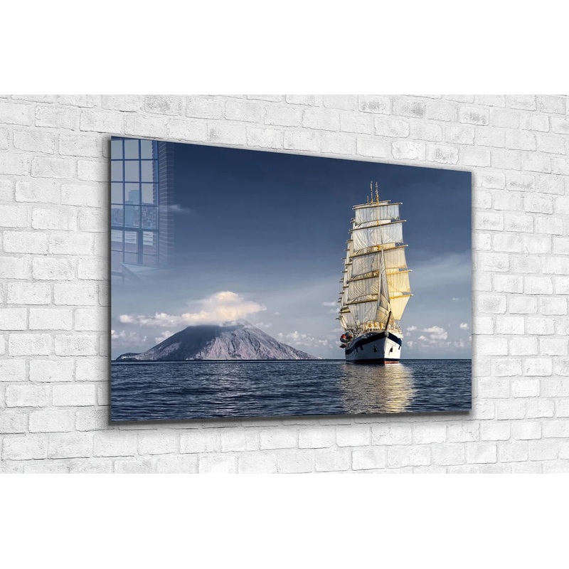 Sail Ship Ocean View Print Tempered Glass Wall Art 100% Made in Australia Ready to Hang