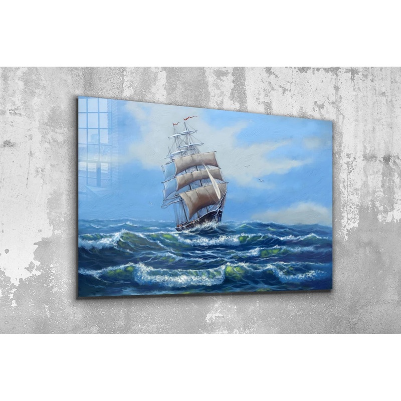 Sail Ship Painting Print Tempered Glass Wall Art 100% Made in Australia Ready to Hang