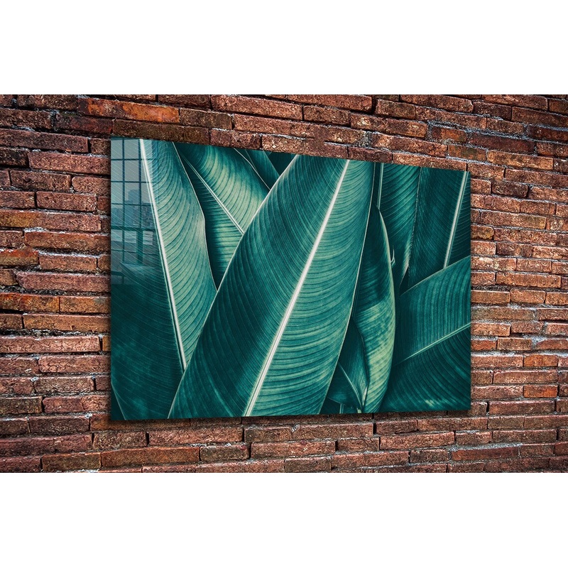 Tropical Green Leaves Print Tempered Glass Wall Art 100% Made in Australia Ready to Hang